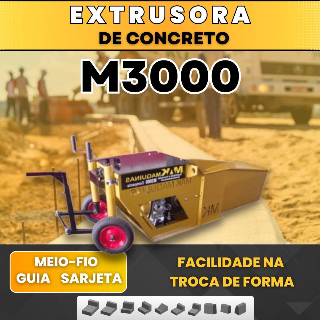 Máquina Extrusora de Concreto M3000 – Meio Fio | Sarjeta