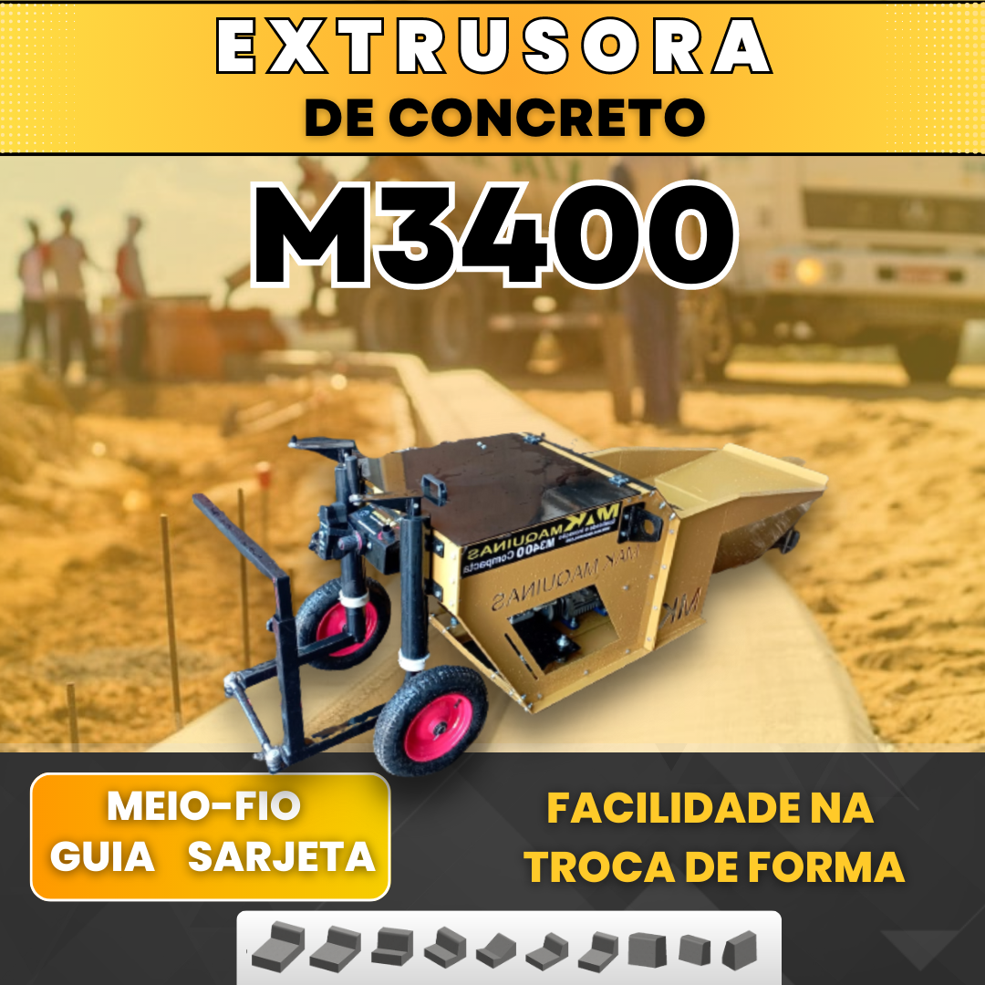 Máquina Extrusora de Concreto M3400 – Meio fio | Sarjeta